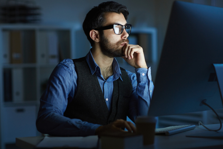 man-working-night